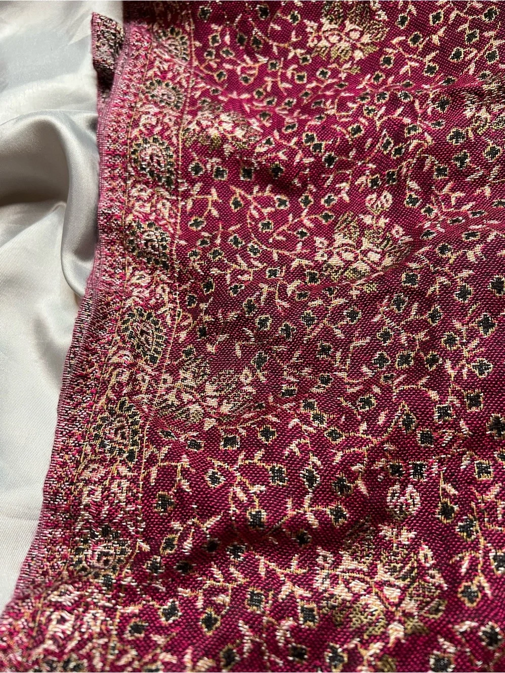 Bohemian Jacquard Floral Paisley Shawl Wrap Scarf Burgundy Red 68x28”